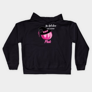 In October We Wear Pink Witch Hat Kids Hoodie